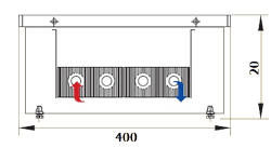 Поперечный разрез встраиваемого в пол конвектора EVA COIL - KG200